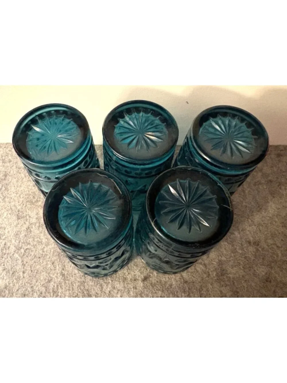 Set of 5 Vintage Smokey Blue Colony Park Lane Juice Glasses 4